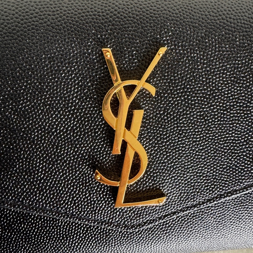 SAINT LAURENT Uptown Chain Wallet in Grain De Poudre Embossed Leather - Picture 2 of 14